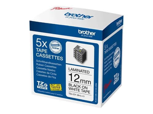 Brother Tape Tze-231 12mm Black/white 5-pack