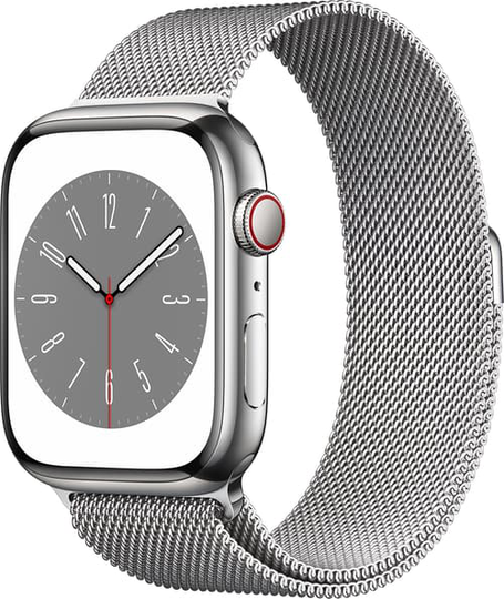 Apple Watch Series 8 Gps + Cellular, 45mm Silver Stainless Steel Case With Silver Milanese Loop