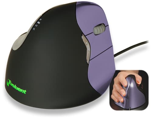 Evoluent Verticalmouse 4 Small Langallinen 2,600dpi Hiiri Musta, Purppura
