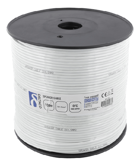 Deltaco Speaker Cable 2x1.5 100m White 100m