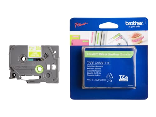 Brother Tape Tze-mqg35 12mm White/lime Green