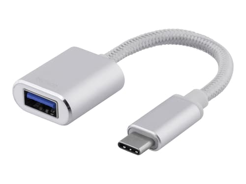 Deltaco Usb-c 3.1 To Usb-a Adapter Otg 10 Cm - Silver 24-nastainen Usb-c Uros 9 Pin Usb Type A Naaras