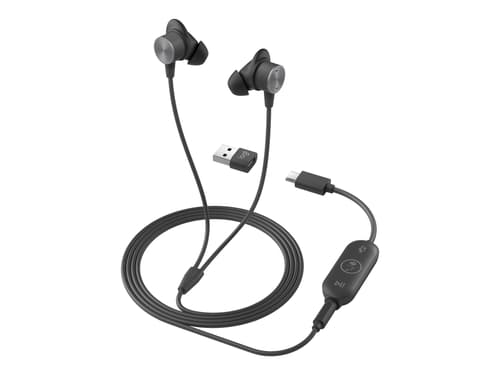 Logitech Zone Wired Earbuds Uc - Graphite - Usb Kuuloke + Mikrofoni 3,5 Mm Jakkiliitin Optimoitu Uc:lle Stereo Musta
