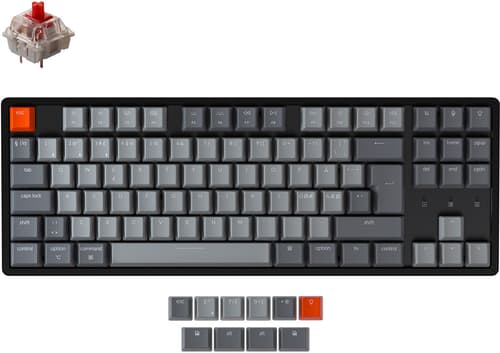 Keychron K8 Rgb Aluminium Red Langallinen, Langaton, Bluetooth 5.1, Usb-c Pohjoismaat Harmaa, Musta Näppäimistö