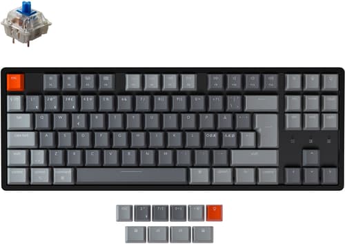 Keychron K8 Rgb Aluminium Hot-swap Blue Langallinen, Langaton, Bluetooth 5.1, Usb-c Pohjoismaat Harmaa, Musta Näppäimistö