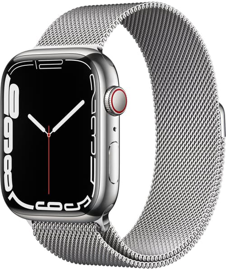 Apple Watch Series 7 Gps + Cellular, 45mm Silver Stainless Steel Case With Silver Milanese Loop