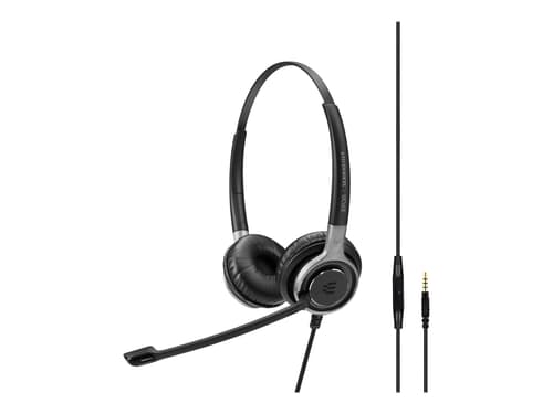 Epos Impact Sc665 Duo Kuuloke + Mikrofoni 3,5 Mm Jakkiliitin Stereo Hopea, Musta