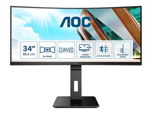 Aoc Cu34p2a 34" Wqhd Va 21:9 Curved 3440 X 1440