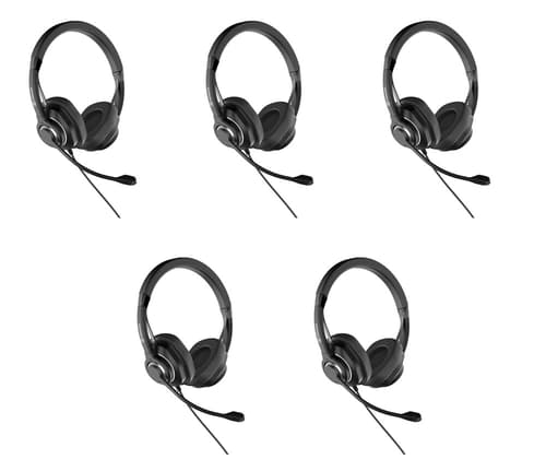Voxicon Usb Vxi6b Anc 5-pack Usb-a Stereo Musta