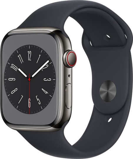 Apple Watch Series 8 Gps + Cellular, 45mm Graphite Stainless Steel Case With Midnight Sport Band