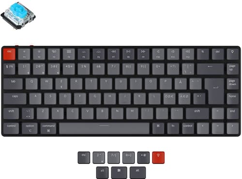 Keychron K3 Rgb Blue (version 2) Langallinen, Langaton, Bluetooth 5.1, Usb-c Pohjoismaat Harmaa, Musta Näppäimistö