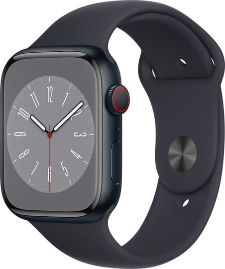 Apple Watch Series 8 Gps + Cellular, 45mm Midnight Aluminium Case With Midnight Sport Band