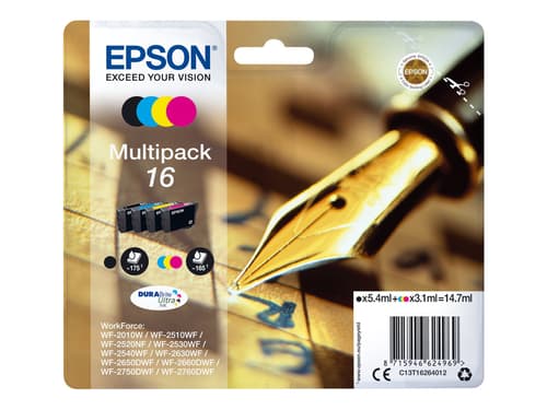 Epson Muste Monipakkaus T1626 (b/c/m/y) - Wf-2010/2510/2520