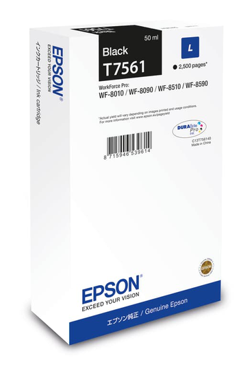Epson Muste Musta T7561 2,5k - Wf-8010/8090/8510/8590