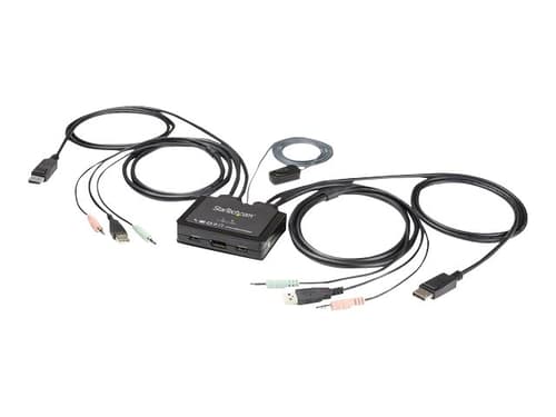 Startech 2 Port Usb 4k60hz Displayport Kvm Switch With Built-in Cables
