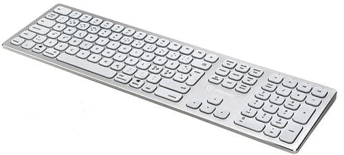 Voxicon Wireless Slim Metal Keyboard 295b Silver Langaton, Bluetooth Pohjoismaat Hopea, Valkoinen Näppäimistö