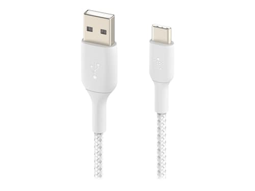 Belkin Usb-a To Usb-c Cable Braided 1m Valkoinen