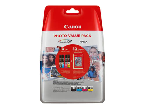 Canon Muste Value Pack (bk/c/m/y) Cli-551xl + Paper 10x15 Pp 201 50-sheet