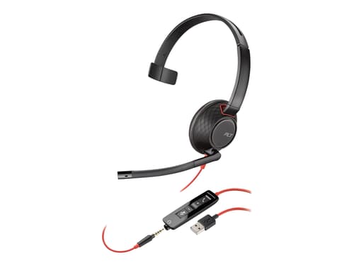 Poly 5210 Blackwire Usb Kuuloke + Mikrofoni 3,5 Mm Jakkiliitin, Usb-a Mono Musta