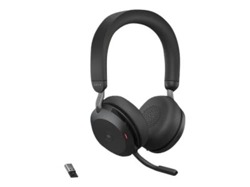 Jabra Evolve2 75 Link380a Ms + Jalusta Kuuloke + Mikrofoni Usb-a Bluetooth-sovittimen Kautta Microsoft Teamsille Stereo Musta