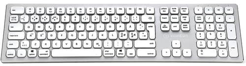 Voxicon Wireless Slim Metal Keyboard 295bwl Silver Langaton, 2.4 Ghz, Bluetooth Pohjoismaat Hopea, Valkoinen Näppäimistö