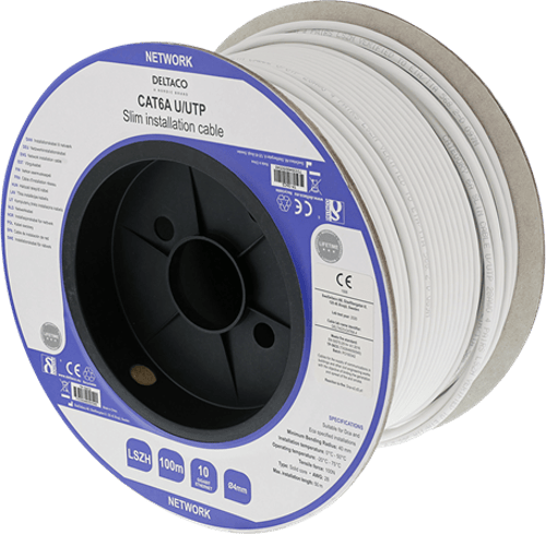 Deltaco Bulk Cable (slim) Cat 6a Suojaamaton Parikierre (utp) Valkoinen 100m