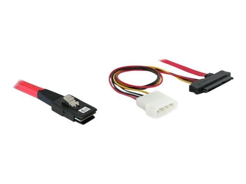 Delock Sisäinen Sas-kaapeli 0.5m 36 Pin 4i Mini Multilane Sas (sff-8087) Uros 29-nastainen Sisäinen Sas (sff-8482), 4-nastainen Sisäinen Virta