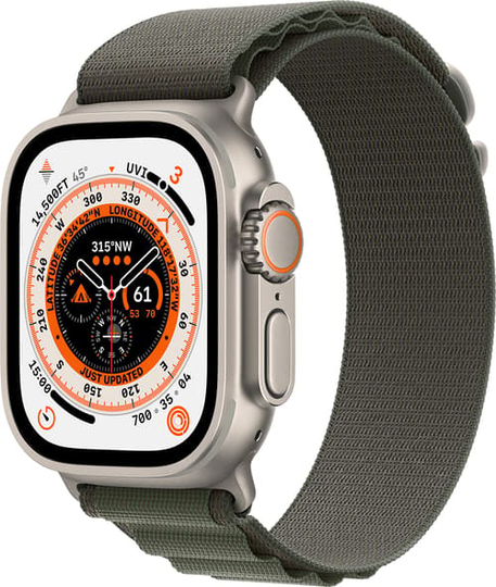 Apple Watch Ultra Gps + Cellular, 49mm Titanium Case With Green Alpine Loop