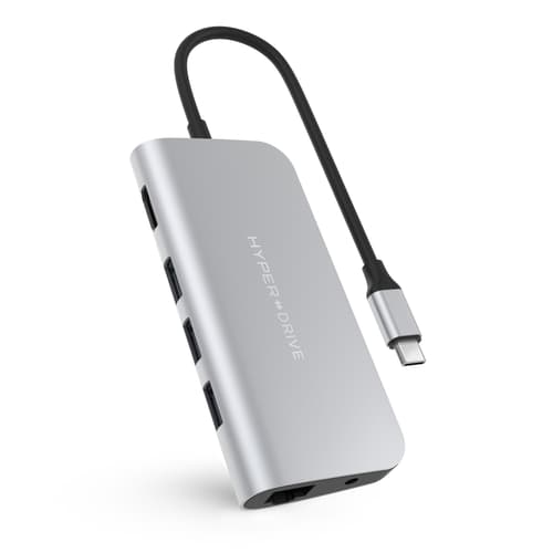 Hyper Hyperdrive Power 9-in-1 - Silver Usb-c Minitelakointiasema