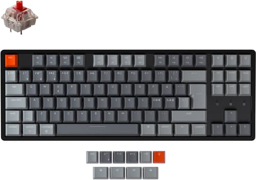Keychron K8 Rgb Aluminium Hot-swap Red Langallinen, Langaton, Bluetooth 5.1, Usb-c Pohjoismaat Harmaa, Musta Näppäimistö