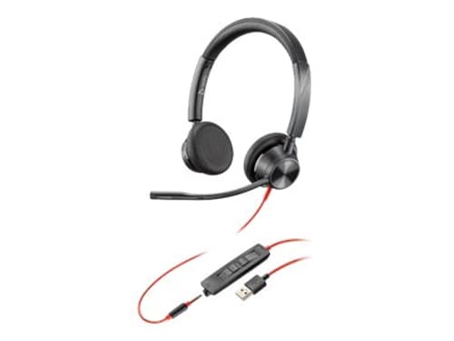 Poly Blackwire 3325 Kuuloke + Mikrofoni 3,5 Mm Jakkiliitin, Usb-a Stereo Musta