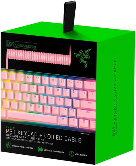 Razer Pbt Keycap + Coiled Cable Upgrade Set - Quartz Pink Keycap Set