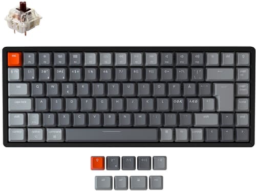 Keychron K2 Rgb Aluminium Brown (version 2) Langallinen, Langaton, Bluetooth 3.0, Usb Pohjoismaat Harmaa, Musta Näppäimistö