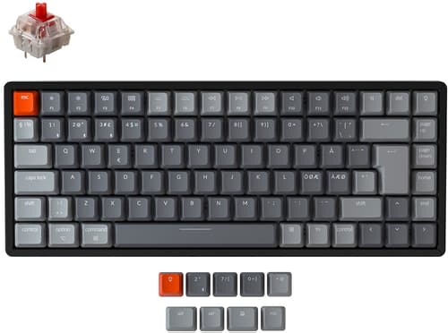 Keychron K2 Rgb Aluminium Red (version 2) Langallinen, Langaton, Bluetooth 3.0, Usb Pohjoismaat Harmaa, Musta Näppäimistö