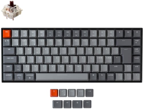 Keychron K2 Rgb Plastic Brown (version 2) Langallinen, Langaton, Bluetooth 5.1, Usb Pohjoismaat Harmaa, Musta Näppäimistö