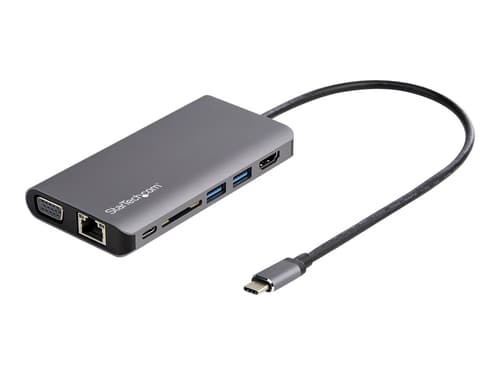 Startech .com Usb C Multiport Adapter, Usb-c Mini Travel Dock With 4k Hdmi Or 1080p Vga, 3x Usb 3.0 Hub, Sd, Gbe, Audio, 100w Pd Pass-through, Portable Docking Station For Laptop/tablet Usb-c Minitelakointiasema