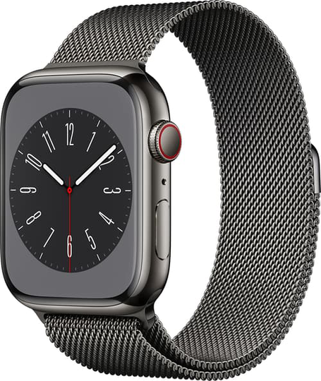 Apple Watch Series 8 Gps + Cellular, 45mm Graphite Stainless Steel Case With Graphite Milanese Loop