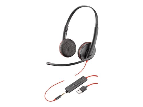 Poly Poly Blackwire C3225 Kuuloke + Mikrofoni 3,5 Mm Jakkiliitin, Usb-a Stereo Musta
