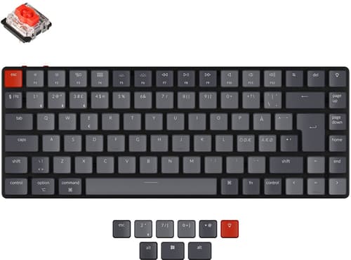 Keychron K3 Rgb Red (version 2) Langallinen, Langaton, Bluetooth 5.1, Usb-c Pohjoismaat Harmaa, Musta Näppäimistö