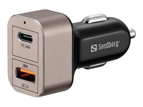 Sandberg Autolaturi 1 X Qc 3.0 + 1 X Usb C 20w