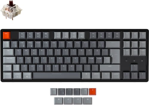 Keychron K8 Rgb Aluminium Hot-swap Brown Langallinen, Langaton, Bluetooth 5.1, Usb-c Pohjoismaat Harmaa, Musta Näppäimistö