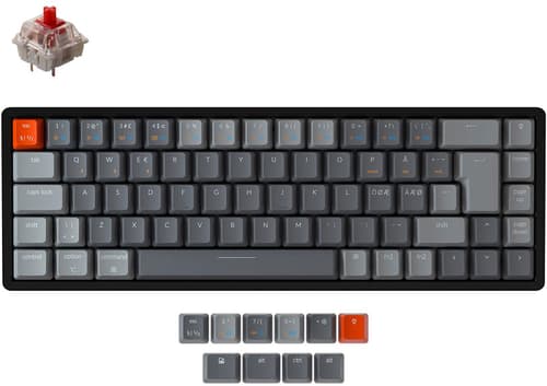 Keychron K6 Rgb Aluminium Red Langallinen, Langaton, Usb-c Pohjoismaat Harmaa, Musta Näppäimistö