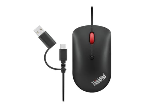 Lenovo Thinkpad Compact Langallinen 2,400dpi Hiiri Musta, Punainen