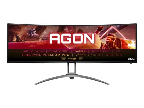 Aoc Agon Ag493ucx 49" Dual Qhd Va 32:9 Curved, Musta/hopea 5120 X 1440