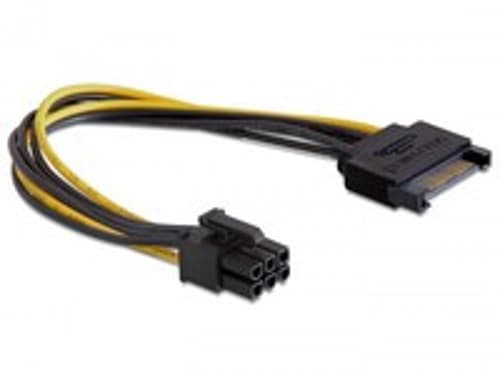 Delock Power Cable 0.21m 15 Pin Serial Ata Power Uros 6 Pin Pci Express Power Uros