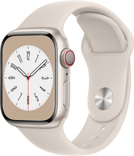 Apple Watch Series 8 Gps + Cellular, 41mm Starlight Aluminium Case With Starlight Sport Band