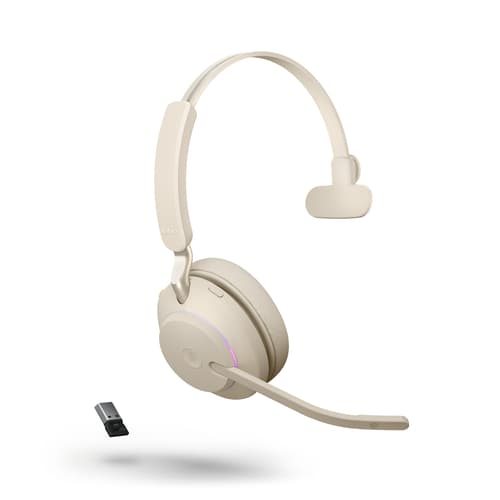 Jabra Evolve2 65 Uc Kuuloke + Mikrofoni Usb-a Bluetooth-sovittimen Kautta Mono Beige