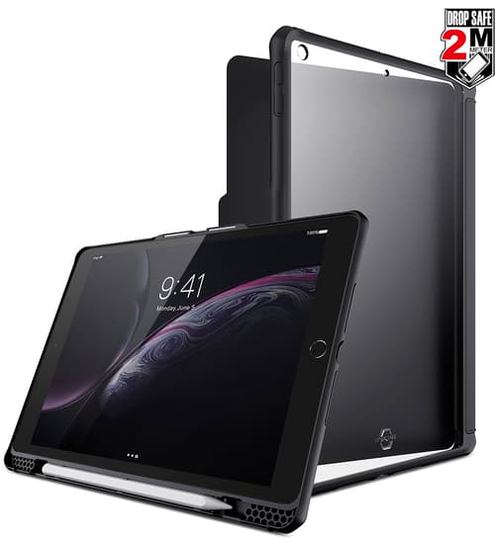 Cirafon Hybrid Solid Folio Drop Safe Ipad 7th Gen (2019), Ipad 8th Gen (2020), Ipad 9th Gen (2021) Hienostunut Musta