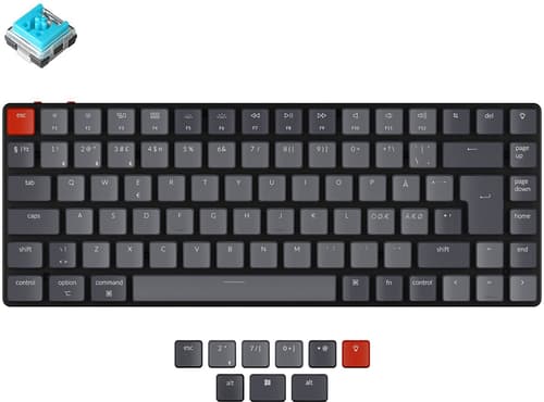 Keychron K3 Rgb Hot-swap Blue (version 2) Langallinen, Langaton, Bluetooth 5.1, Usb-c Pohjoismaat Harmaa, Musta Näppäimistö
