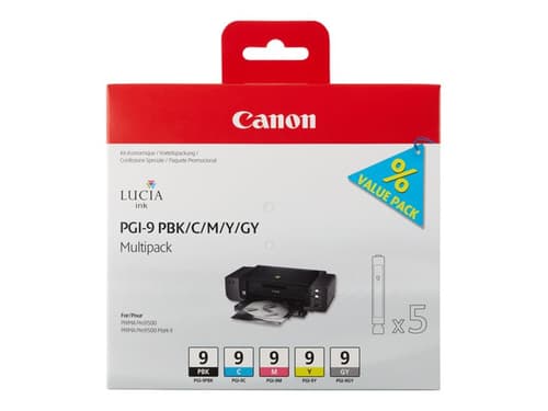 Canon Muste Monipakkaus Pgi-9 (pbk/c/m/y/gy)